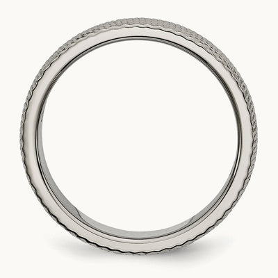 Polished and Textured Band, 6mm, Titanium