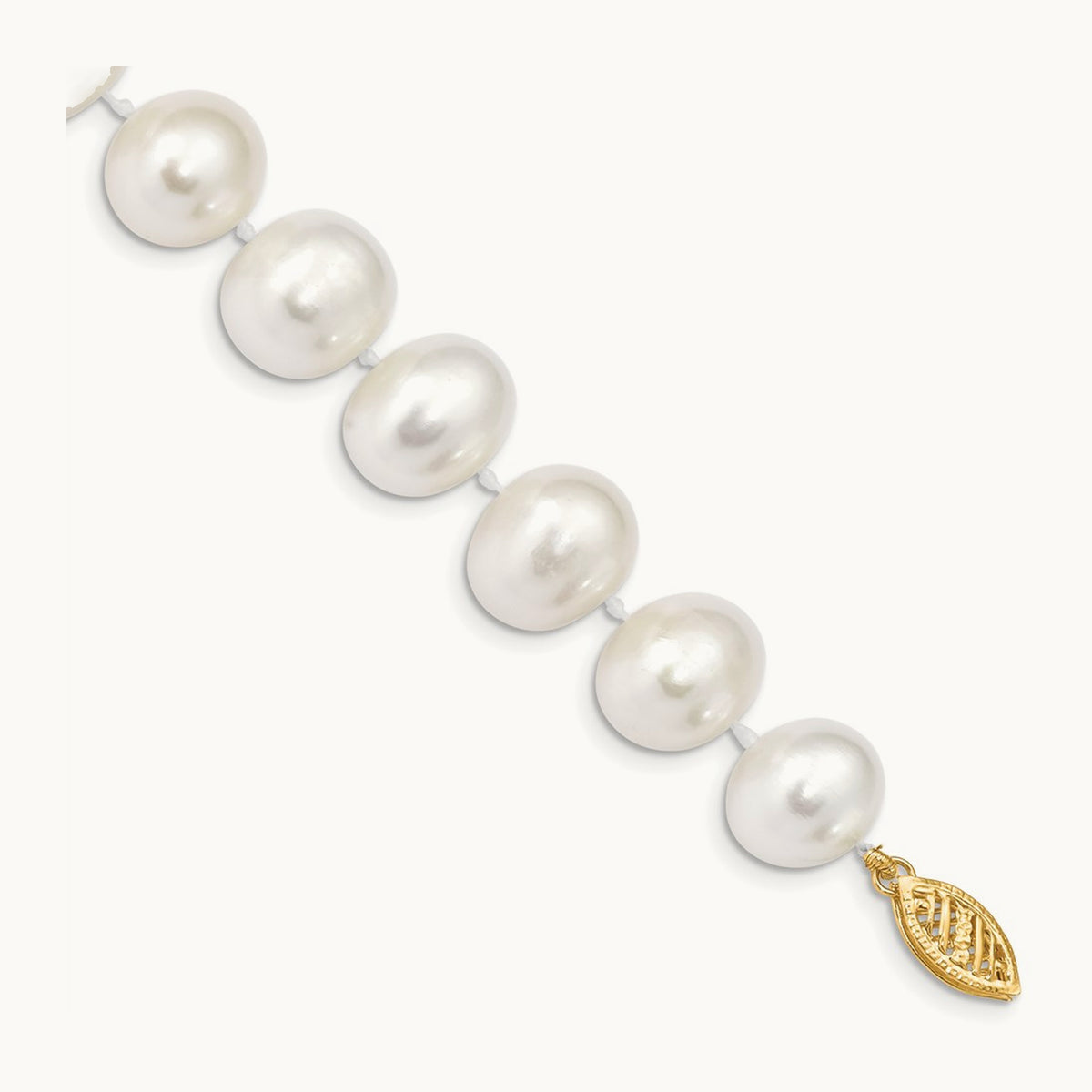 11- White Near Round Freshwater Cultured Pearl Bracelet, 14K