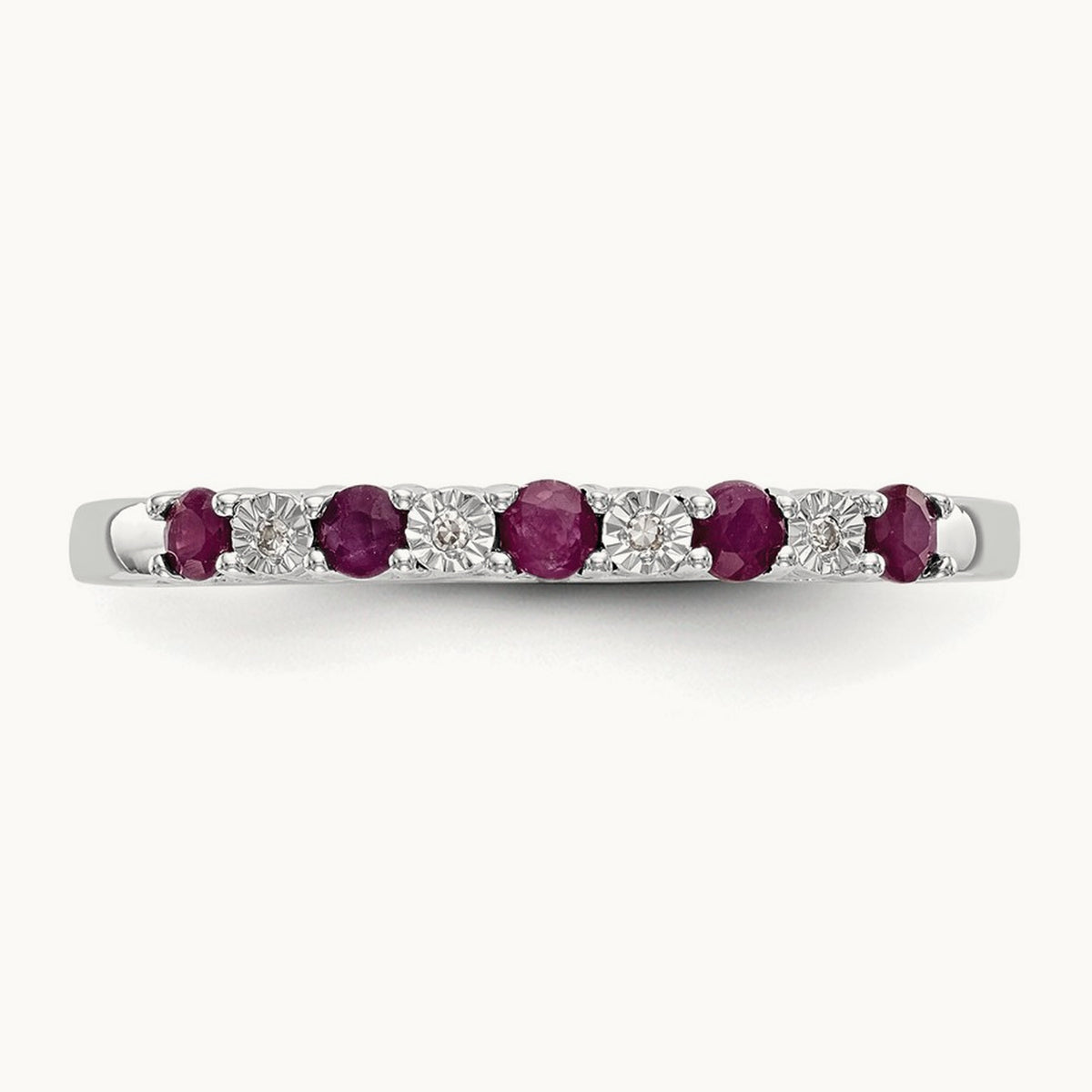 Diamond w/Ruby Band, 14K White Gold