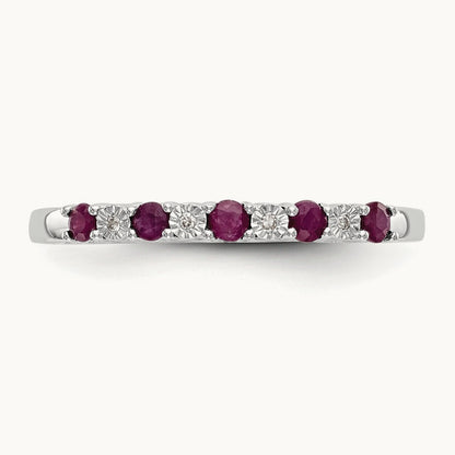Diamond w/Ruby Band, 14K White Gold