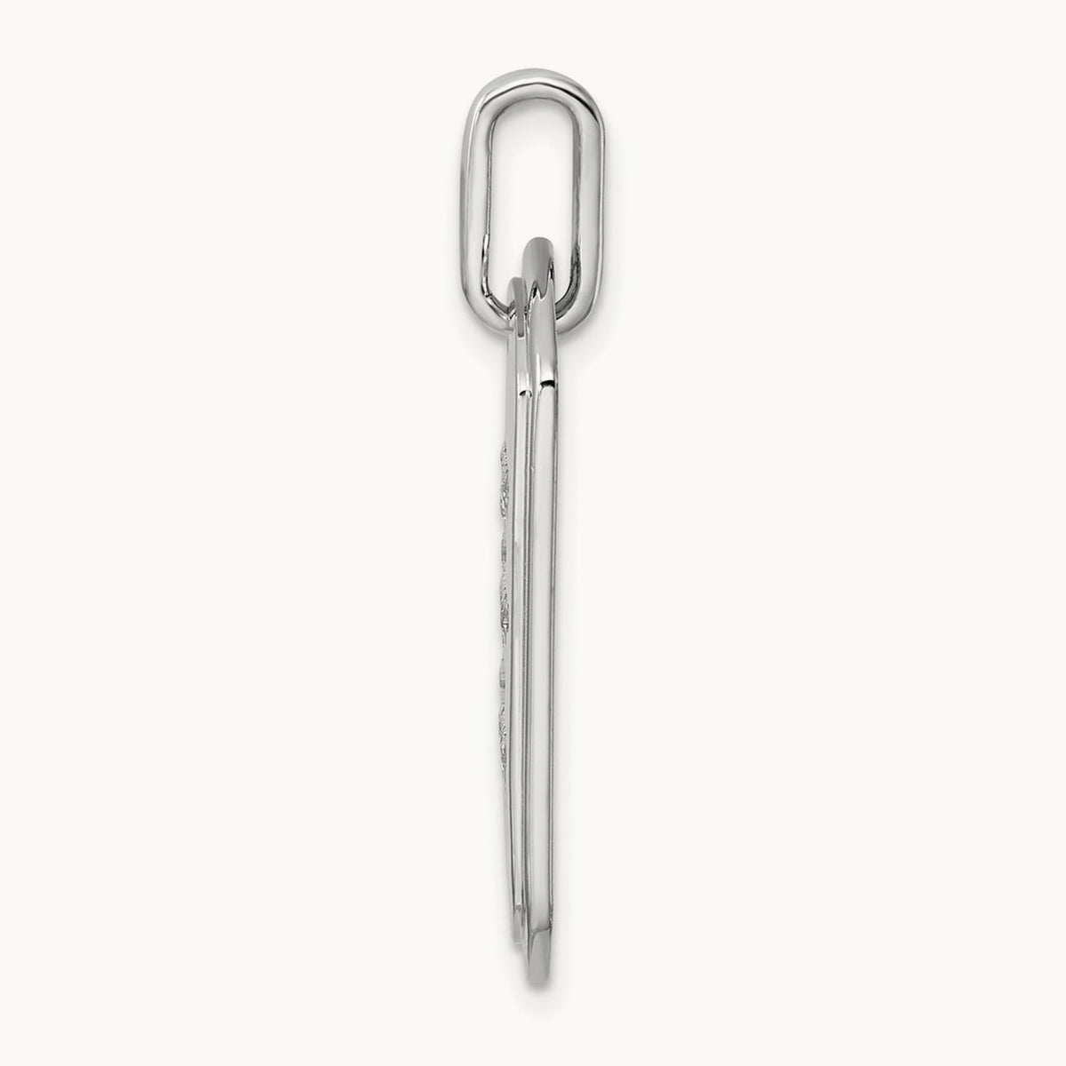 Diamond Dog Tag Charm — 14K White Gold, E