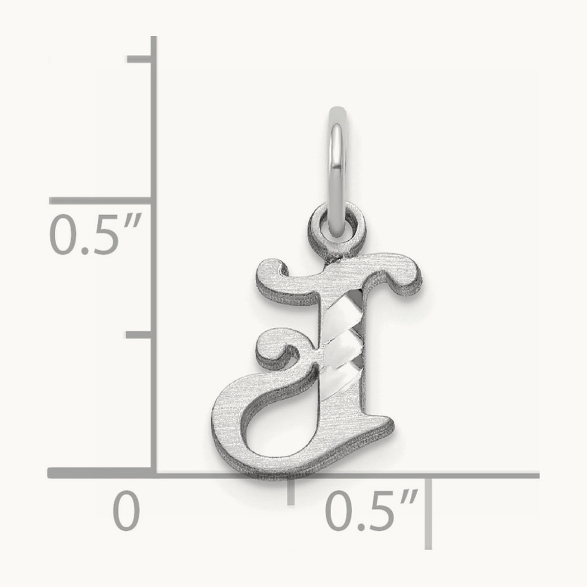 Diamond-cut Initial Charm — 14K White Gold, J
