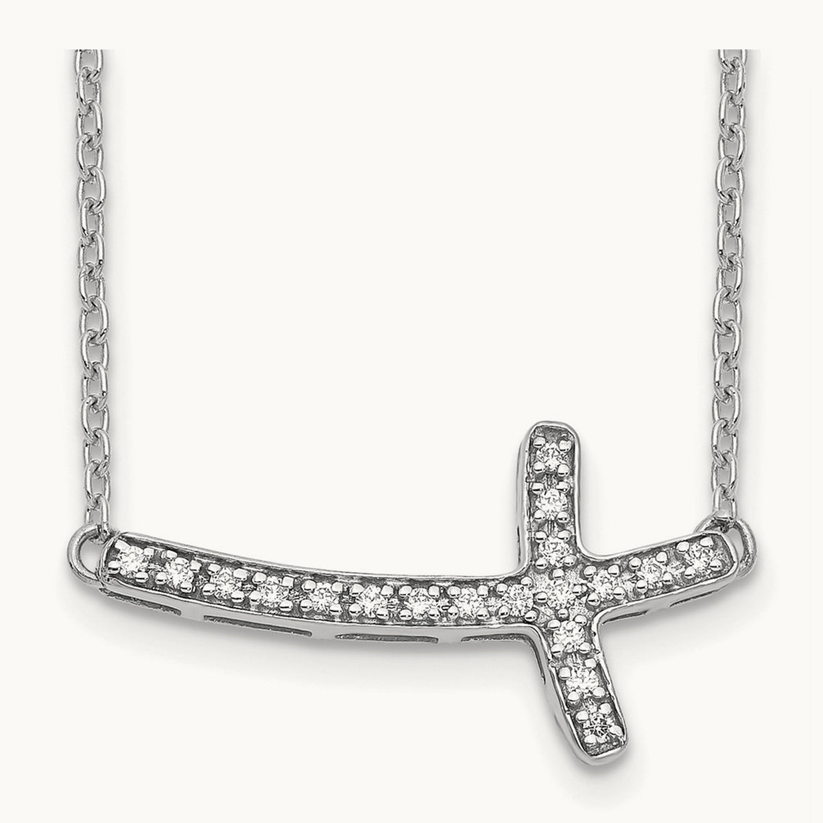 Diamond Sideways Cross 18in Necklace