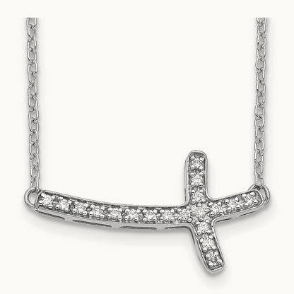 Diamond Sideways Cross 18in Necklace