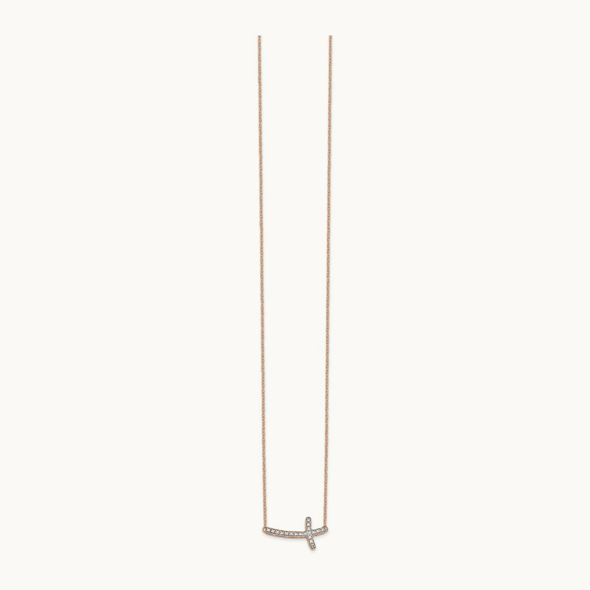 Diamond Sideways Cross 18in Necklace