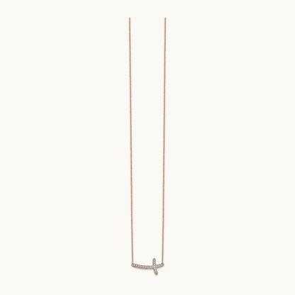 Diamond Sideways Cross 18in Necklace