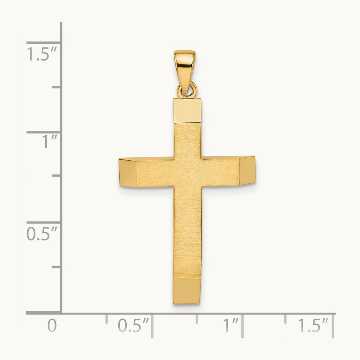 Satin/Polished Beveled Large Latin Cross Pendant, 14K