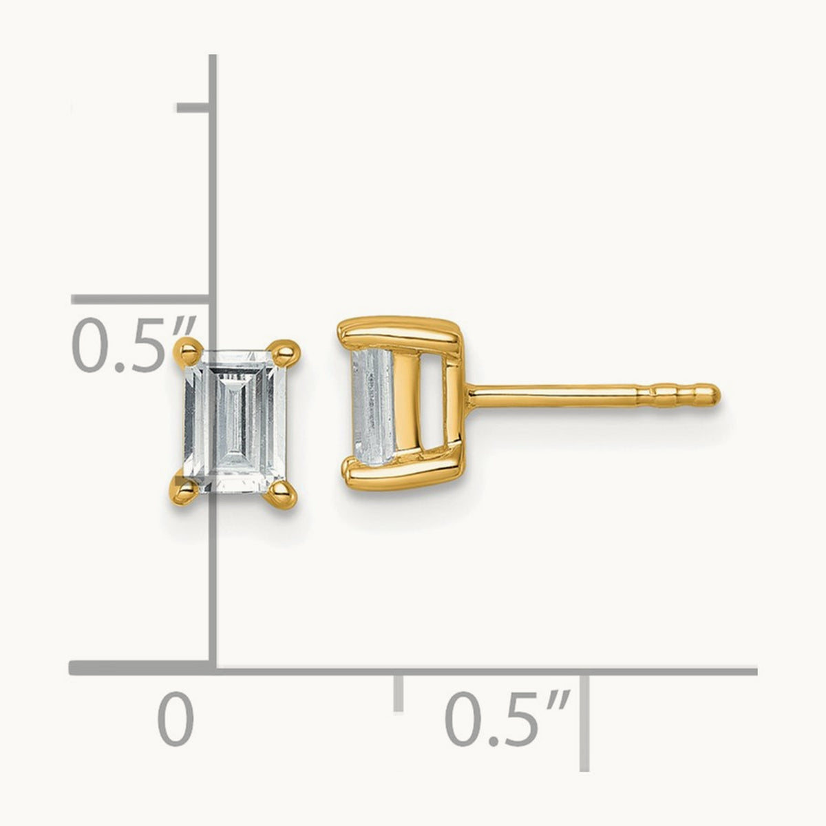 Emerald Four-Prong Stud Earrings, 0.50-6.00 ct tw Lab-Grown Diamond — 1 ct, 14K Yellow Gold
