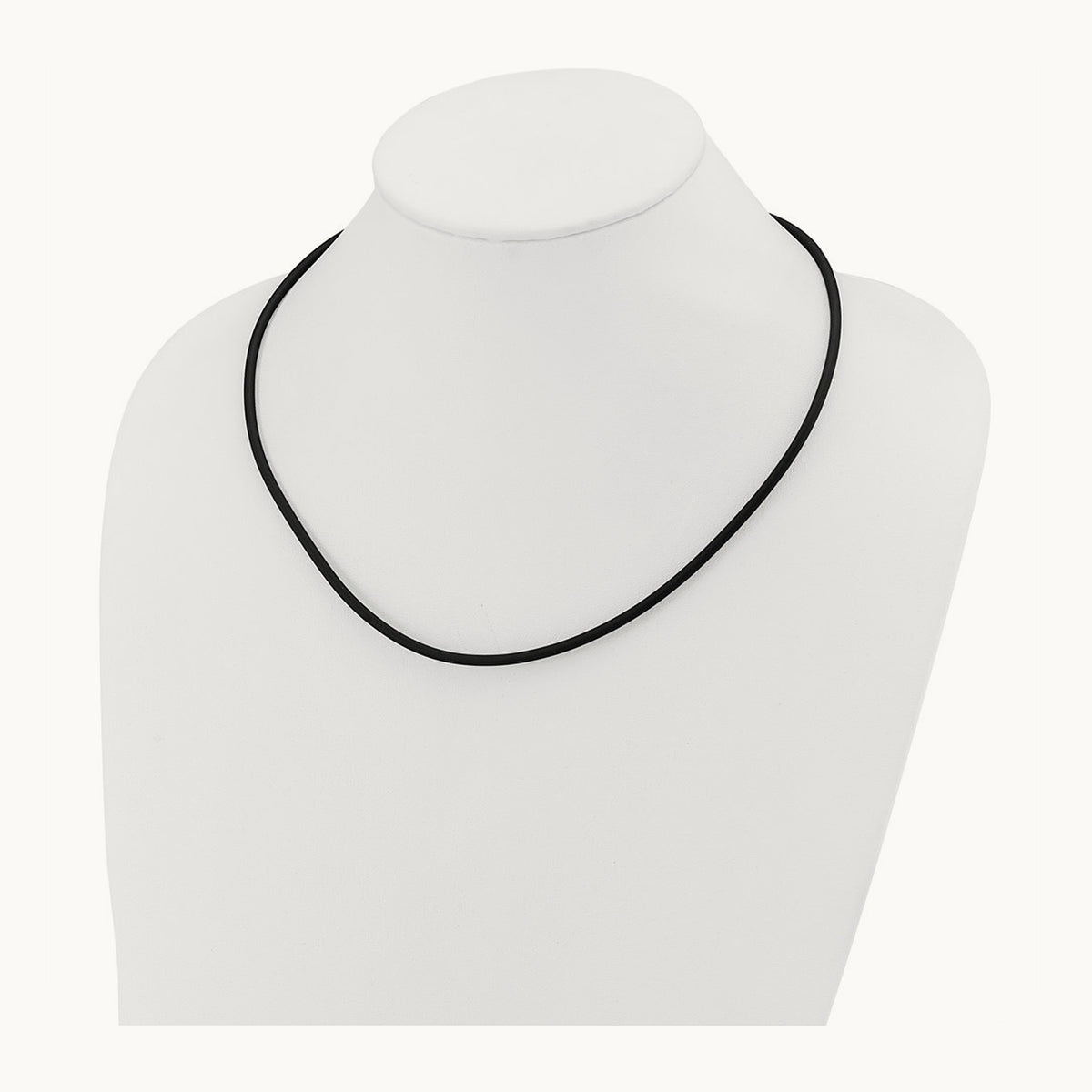 20in with Yellow Clasp Black Rubber Cord Necklace — 3mm