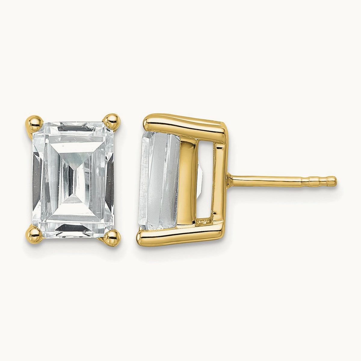 Emerald Four-Prong Stud Earrings, 0.50-6.00 ct tw Lab-Grown Diamond — 6 ct, 14K Yellow Gold