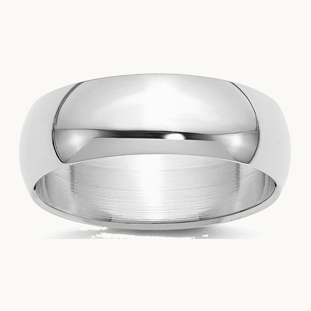 Sterling Silver Rhodium-plated 7mm Half-Round Band