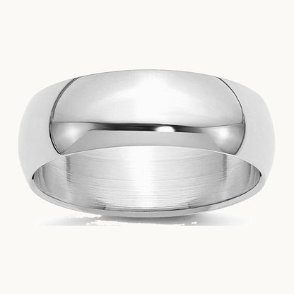 Sterling Silver Rhodium-plated 7mm Half-Round Band