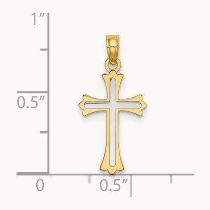 Center Cross Charm — 14K Two-Tone Gold
