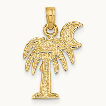 Polished Charleston Palm Tree Charm — 14K Yellow Gold