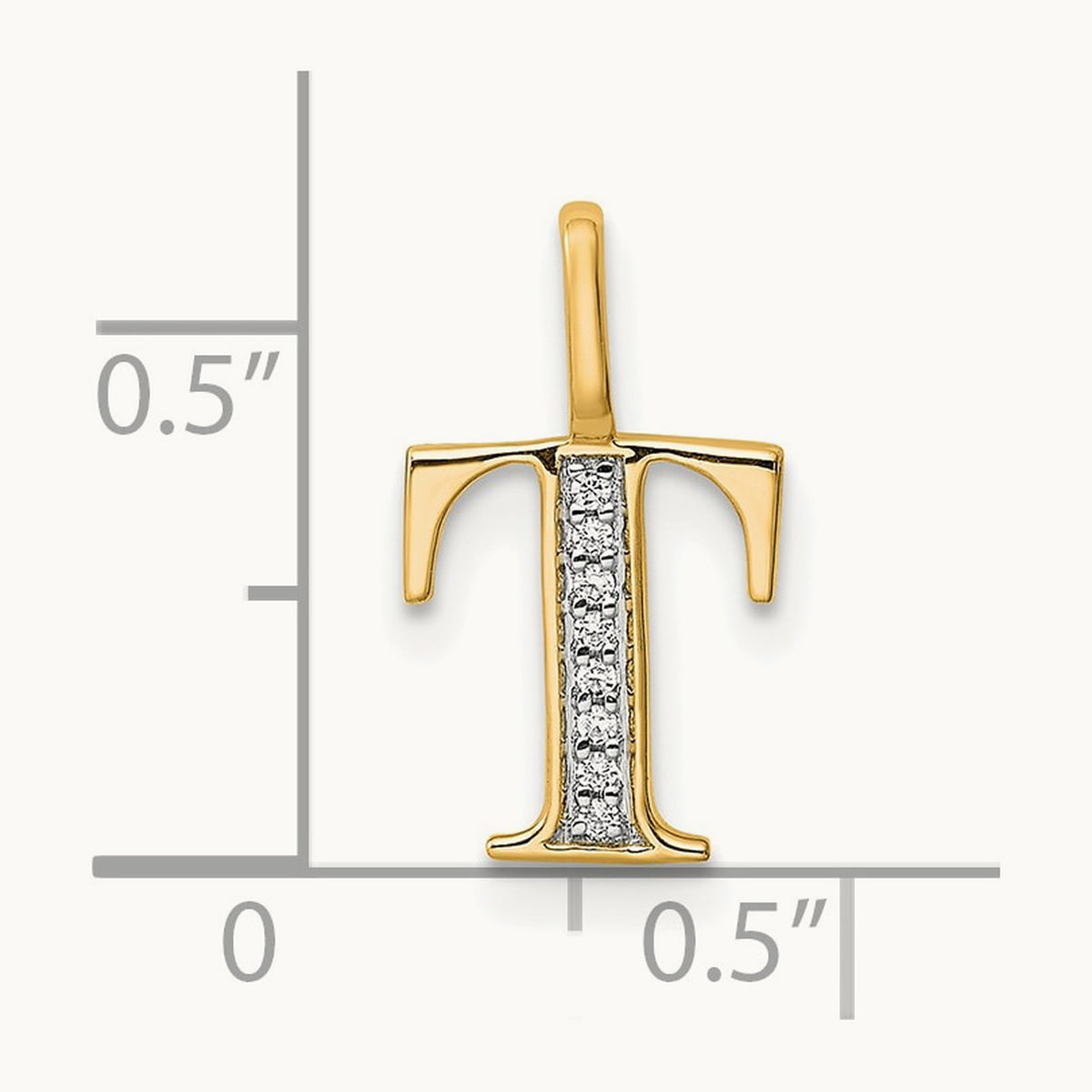 Diamond Letter T Initial Pendant, 14K