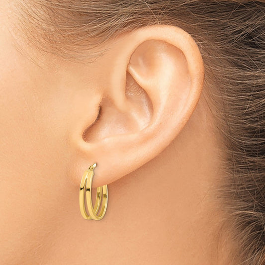 Polished Double Hoops — 14K Yellow Gold