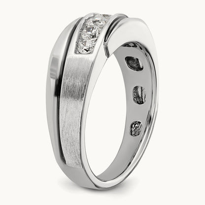 w/ Black RH IBGoodman Men's Polish/Satin AA Diamond Ring, 14K White Gold