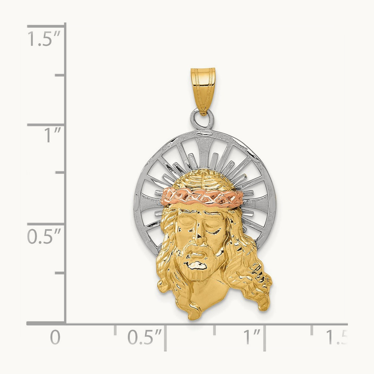 Tri-color Diamond-cut Christ Charm — 35mm