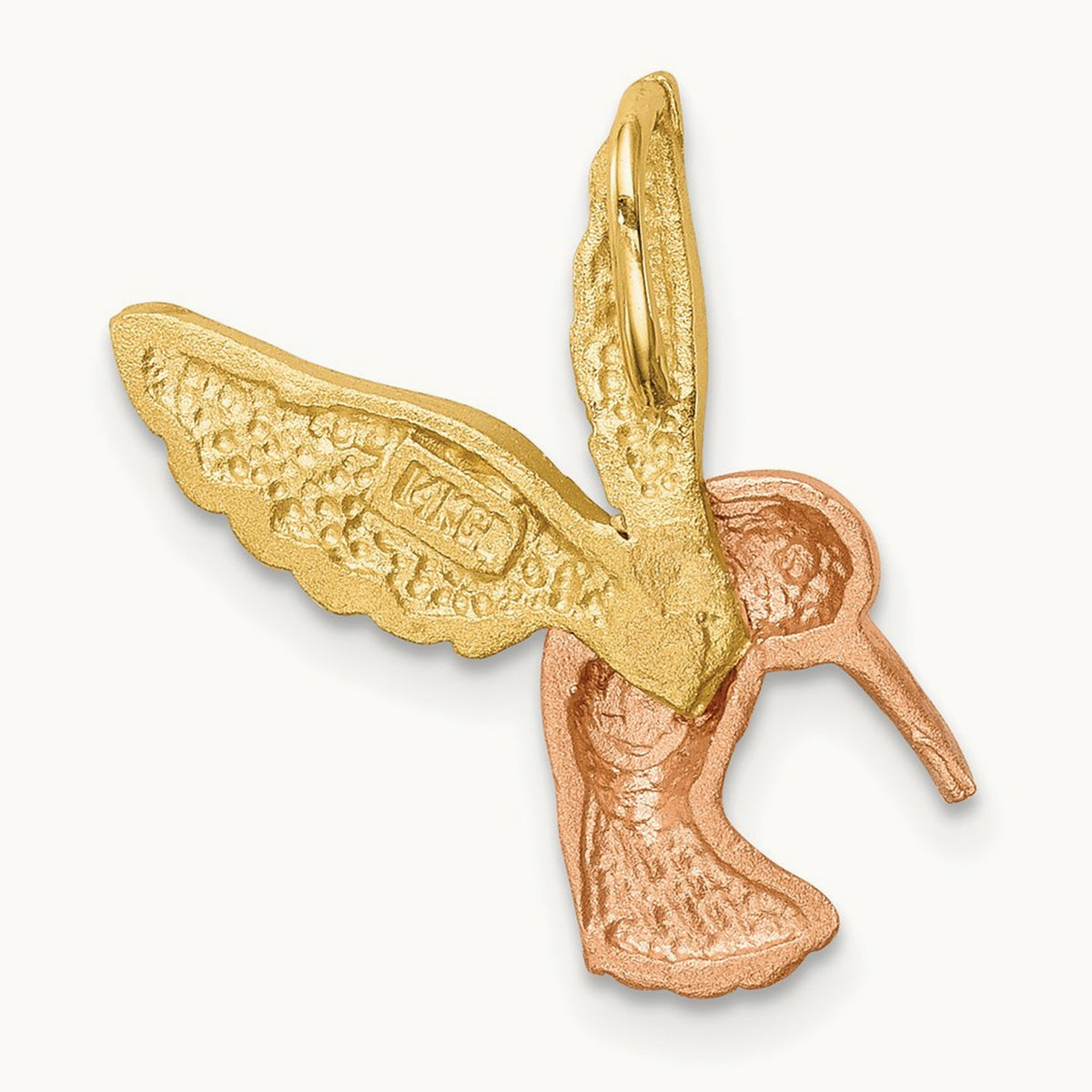 w/White Rhodium Satin Diamond-cut Hummingbird Slide, 14K Two-tone