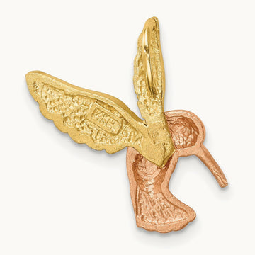 w/White Rhodium Satin Diamond-cut Hummingbird Slide, 14K Two-tone