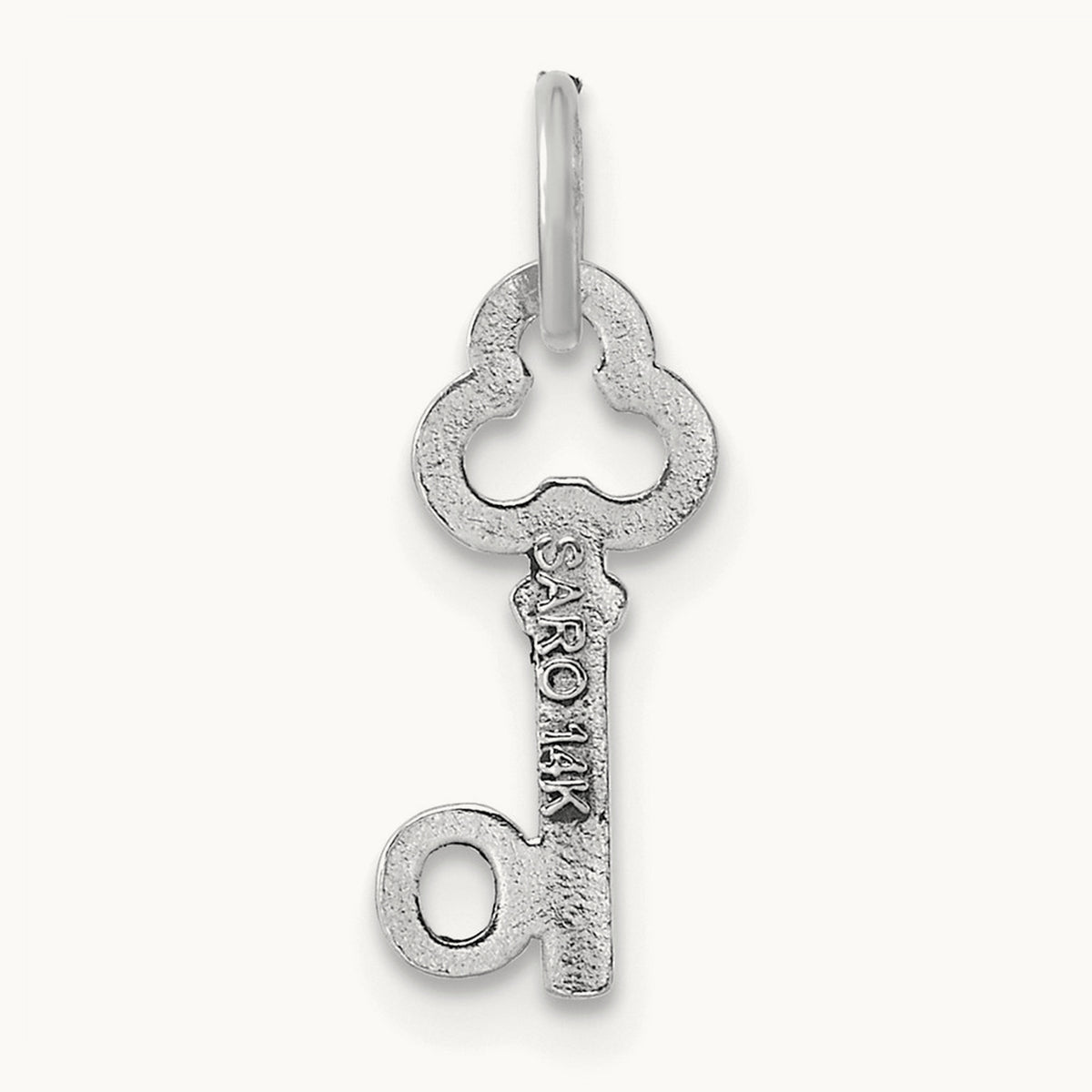 Key Initial Charm — 14K White Gold, O