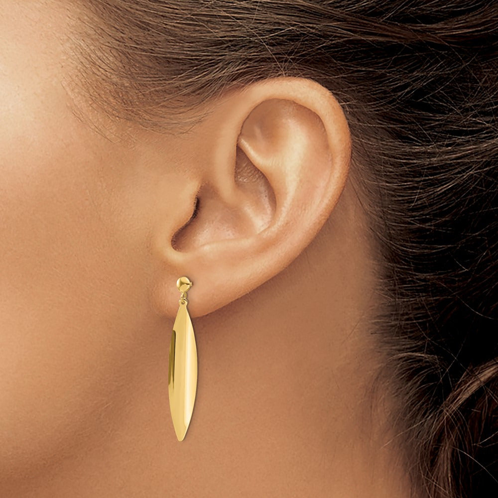 Polished Post Dangle Earrings — 14K Yellow Gold