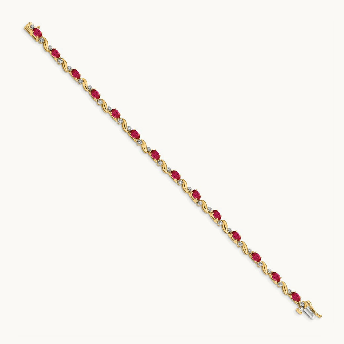 Diamond and Ruby Bracelet — 14K Yellow Gold