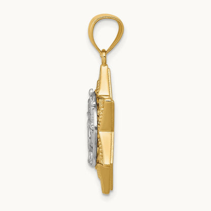 Star Of David and Menorah Pendant, 14K Two-tone
