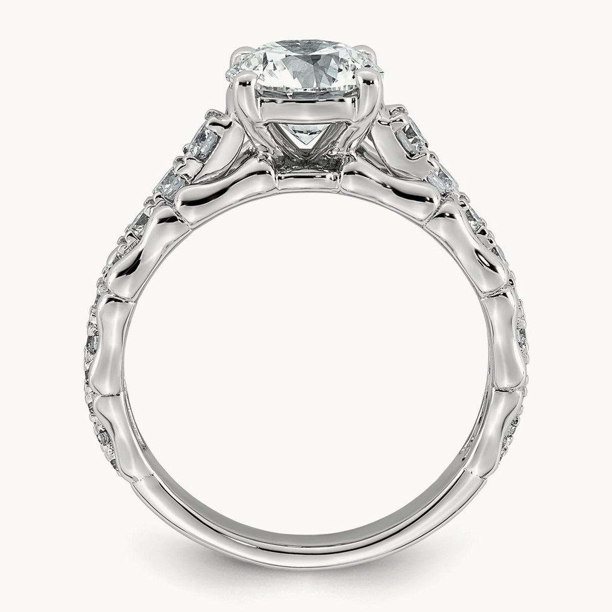 Round Center Ring, 2-4 ct Lab-Grown Diamond