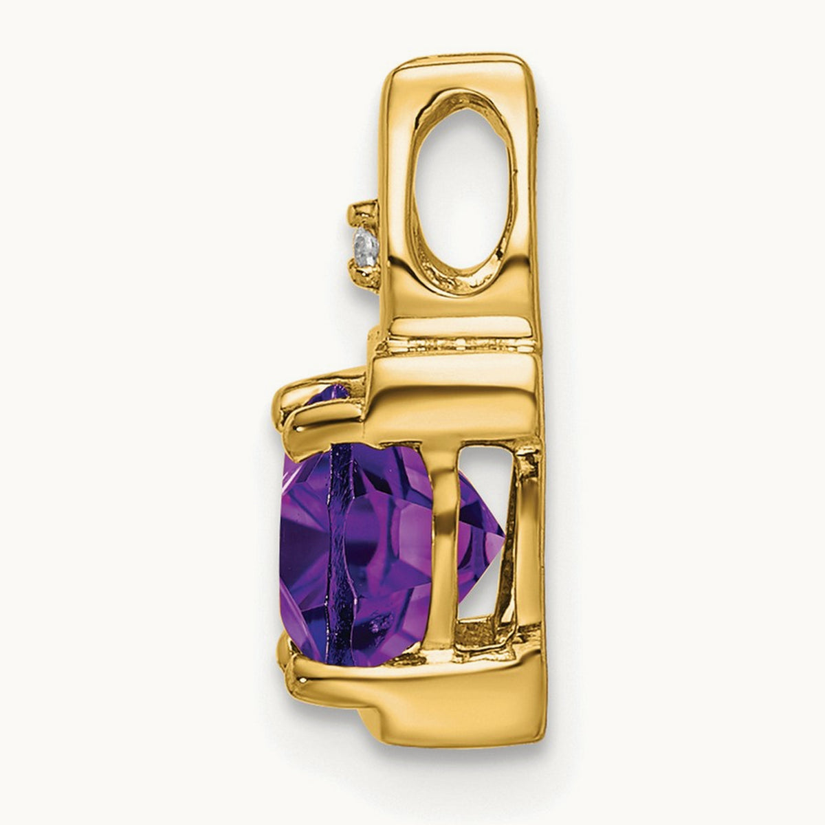 Amethyst and Diamond Pendant — 14K Yellow Gold