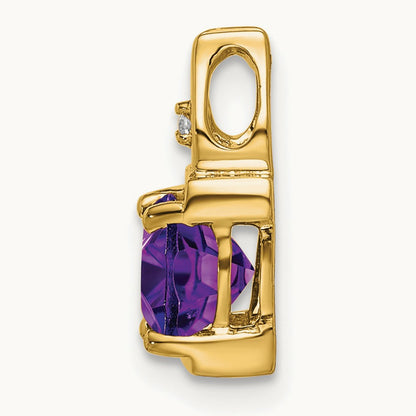 Amethyst and Diamond Pendant — 14K Yellow Gold
