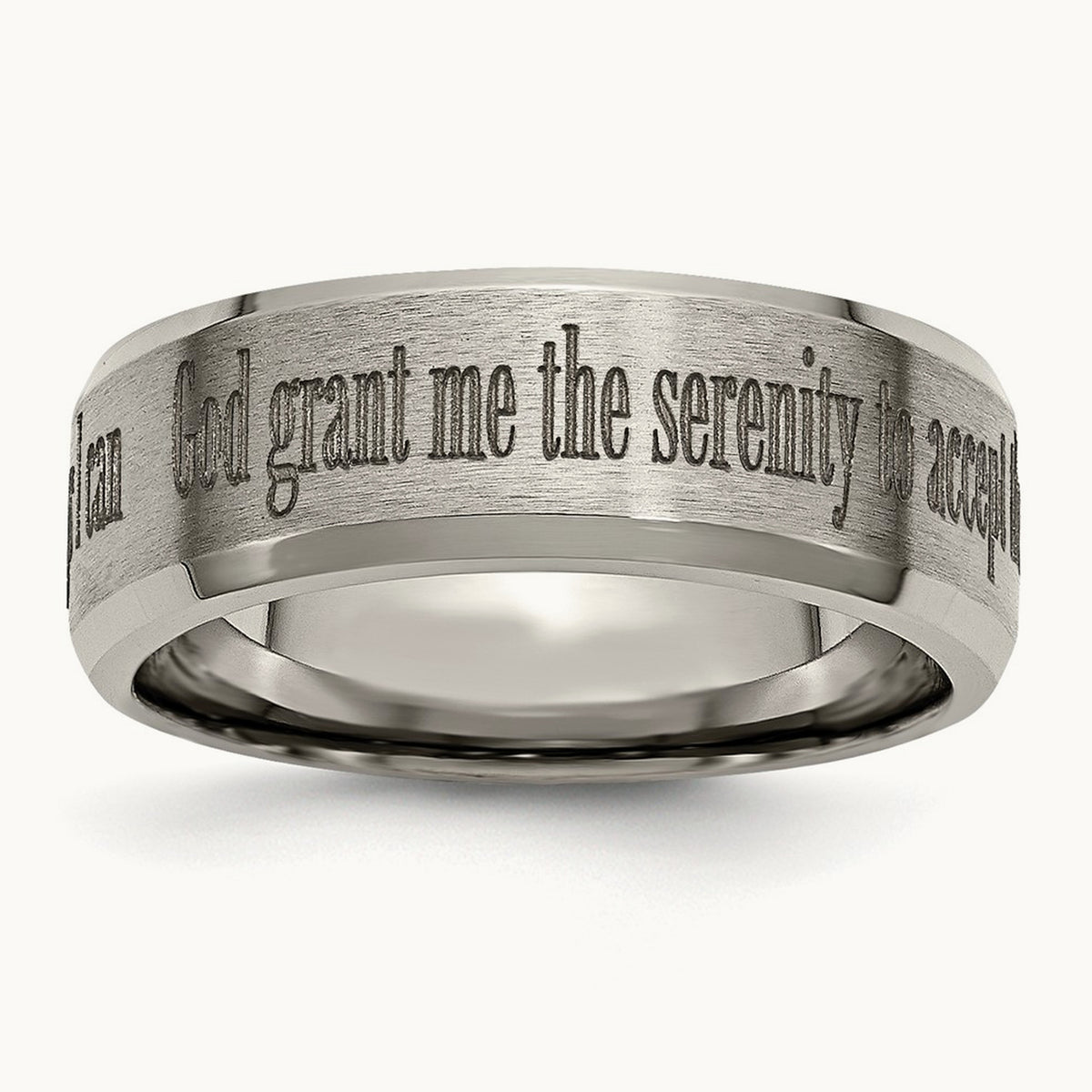 Brushed & Polished Serenity Laser Design Beveled Band — photo set (2)