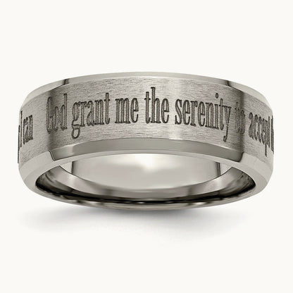 Brushed & Polished Serenity Laser Design Beveled Band — photo set
