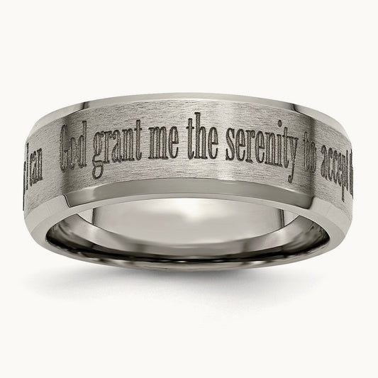 Brushed & Polished Serenity Laser Design Beveled Band — photo set