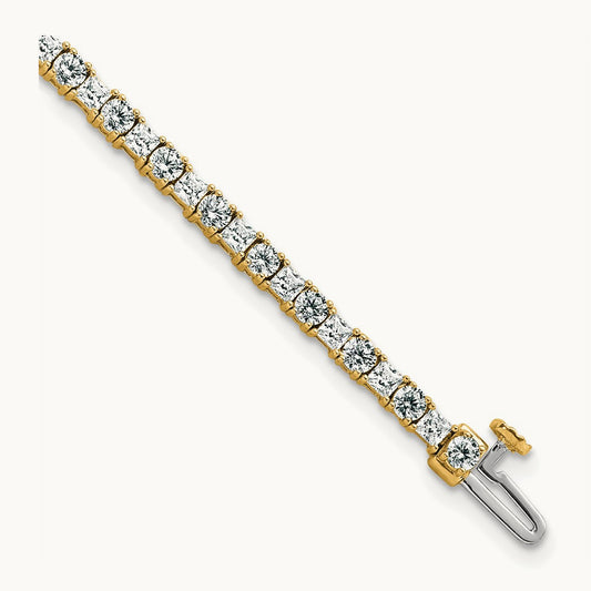 Princess/Round Tennis Bracelet, 5.00 ct tw Lab-Grown Diamond — 14K Yellow Gold
