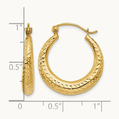 Diamond Cut Hollow Hoop Earrings — 14K Yellow Gold