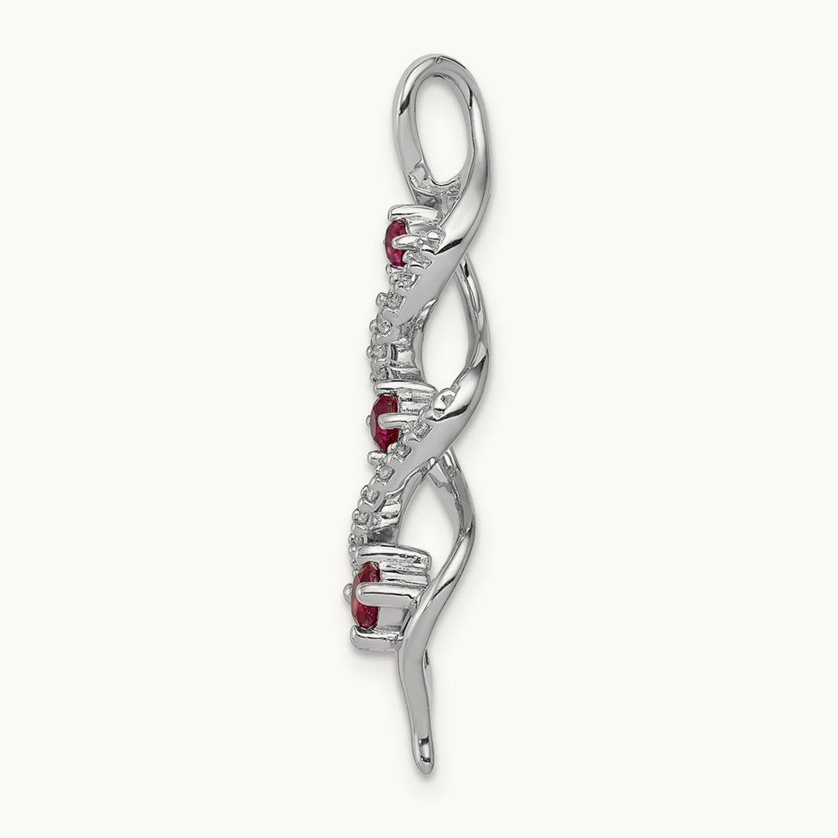 Created Ruby Twist Chain Slide Pendant, 0.07 ct tw Lab-Grown Diamond — 14K White Gold
