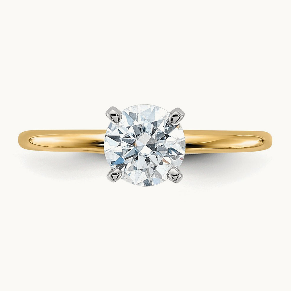 Round Solitaire Engagement Ring, 0.75 ct tw Lab-Grown Diamond — 14K Two-Tone