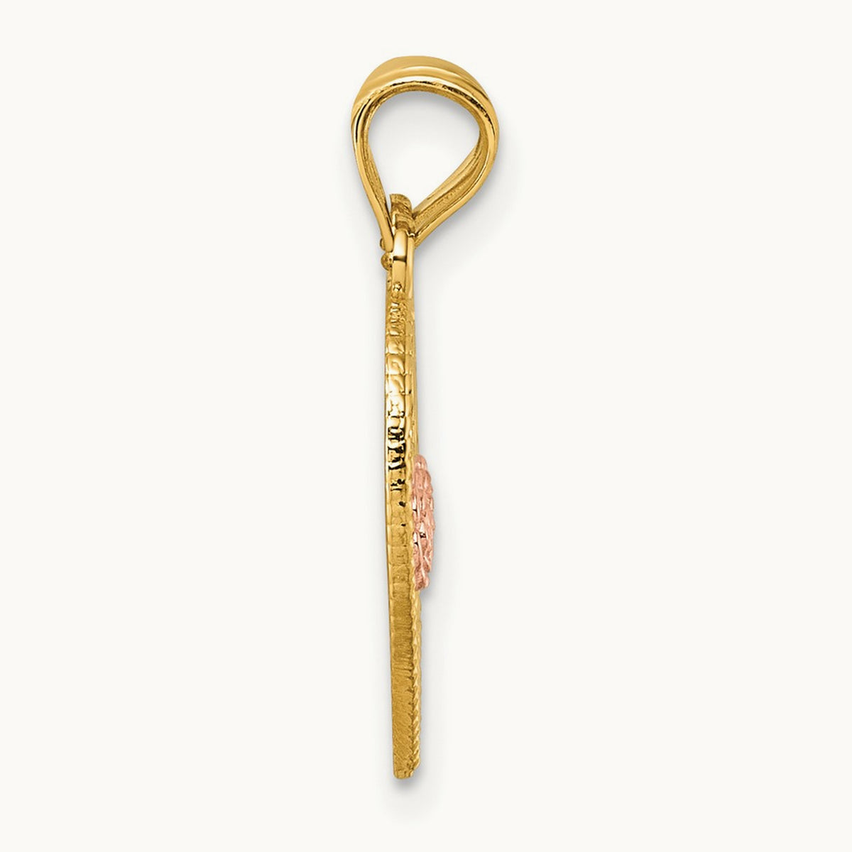 Break Apart Heart With Love And Roses Pendant, 14K Two-tone