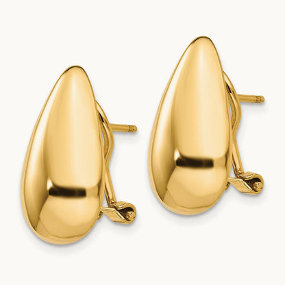 Polished Teardrop Omega Back Post Earrings, 14K