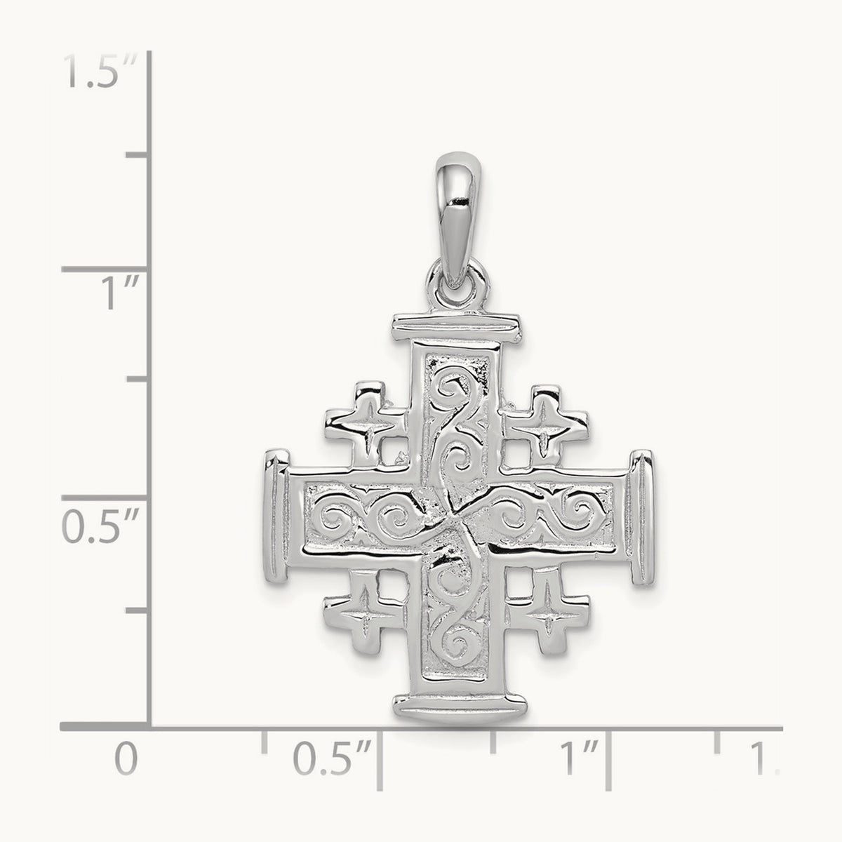 Jerusalem Cross Pendant — 14K White Gold, 32mm