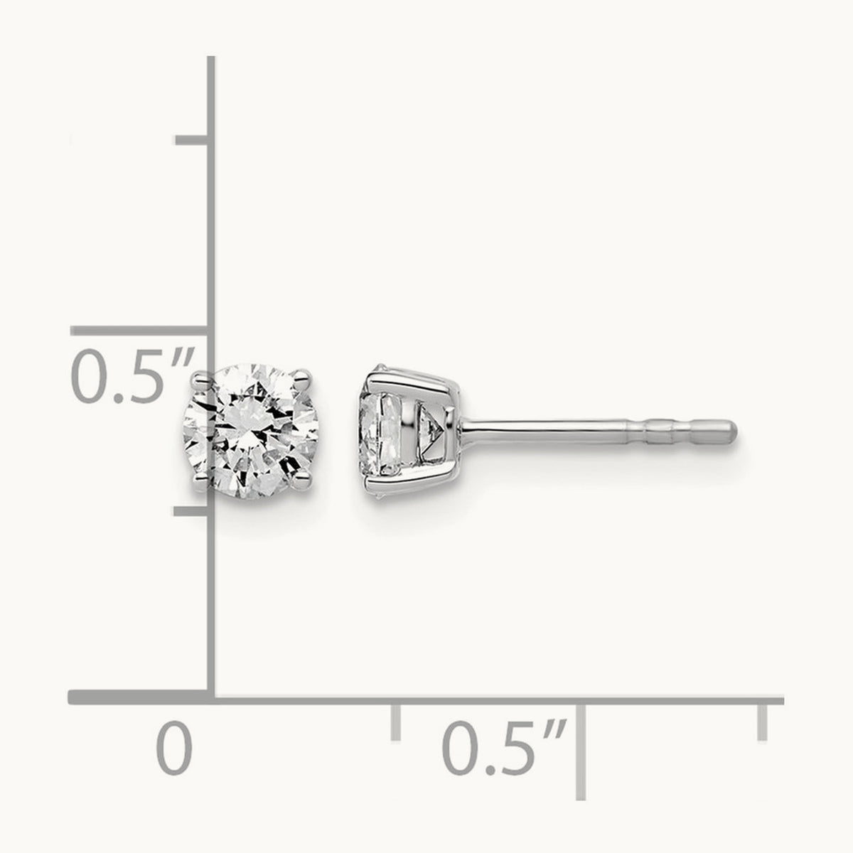 Round Lightweight Earrings, 0.25-6.00 ct tw Lab-Grown Diamond — 3/4 ct, 14K White Gold