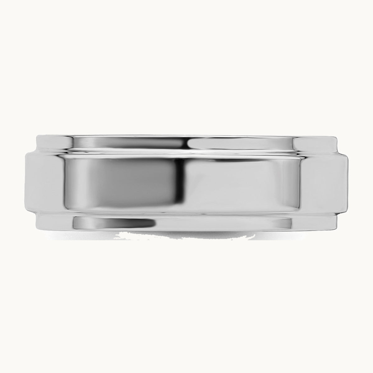 Sterling Silver Rhodium-plated 6mm Flat w/ Step Edge Band