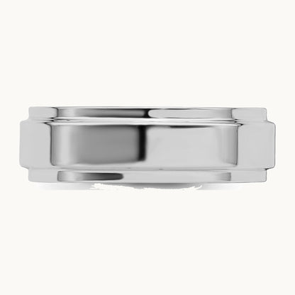 Sterling Silver Rhodium-plated 6mm Flat w/ Step Edge Band