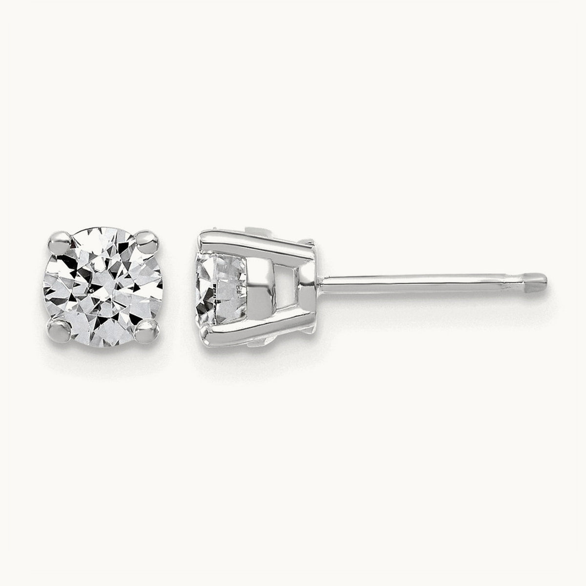 Round Angled Stud Earrings, 0.50-4.00 ct tw Lab-Grown Diamond — 1 ct, 14K White Gold