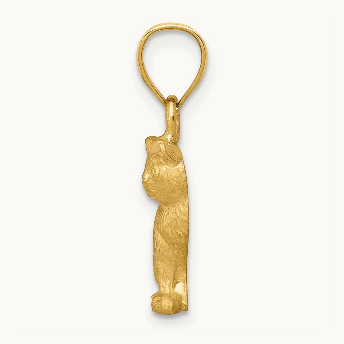 Diamond-cut Cat Pendant, 14K