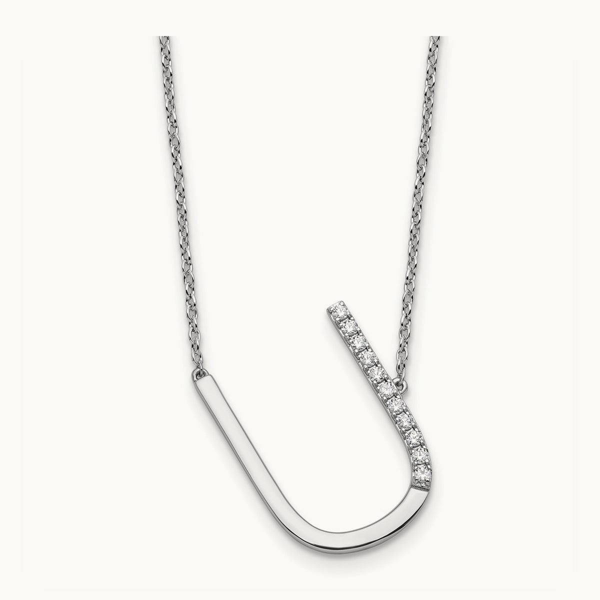 Sideways Diamond Necklace — 14K White Gold, U