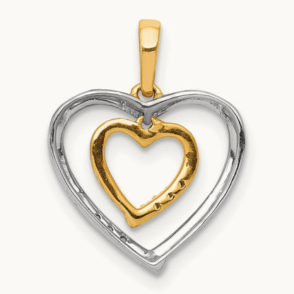 Heart Charm Diamond Heart Pendant, 14K Two-tone