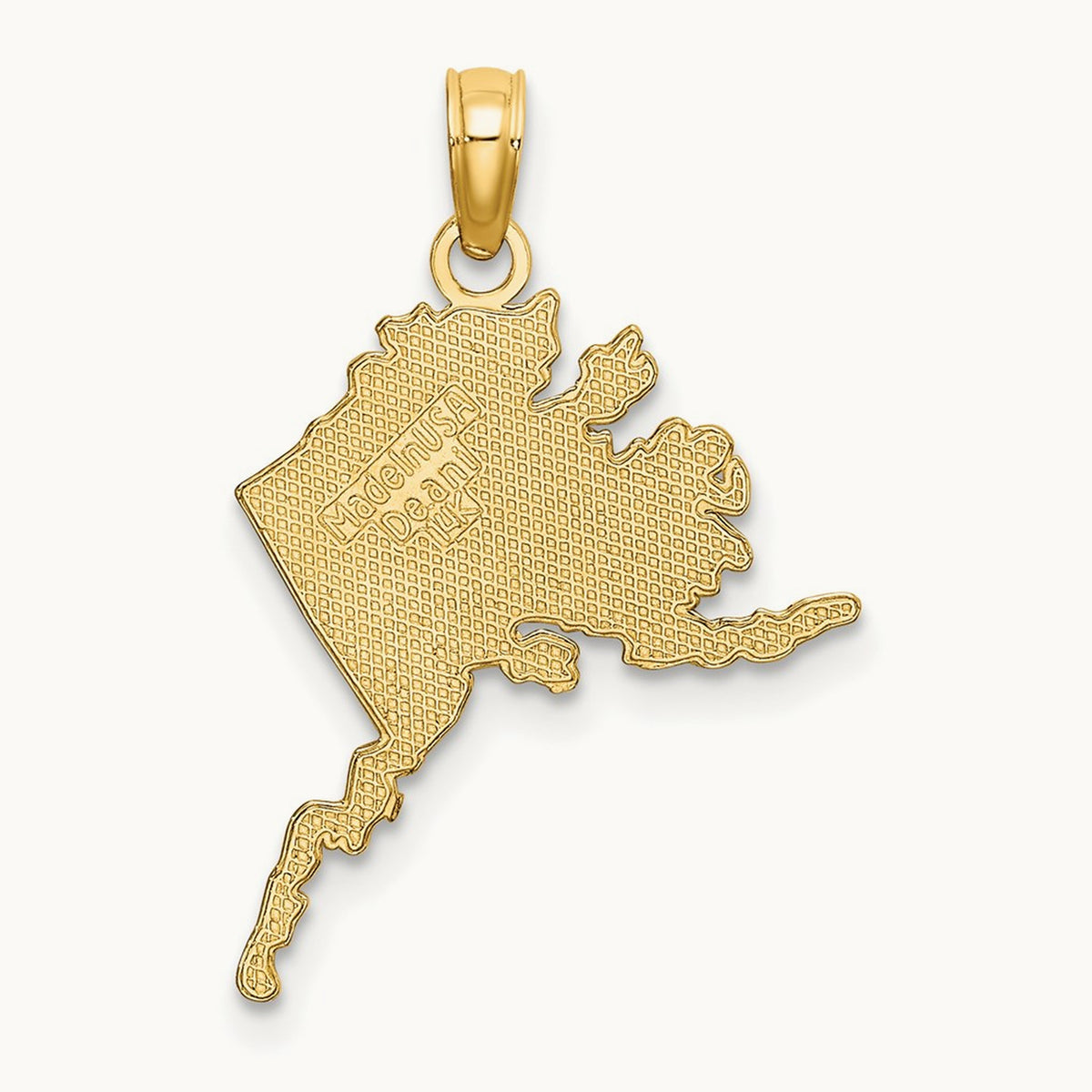 Polished/Textured ALASKA Map Charm, 14K