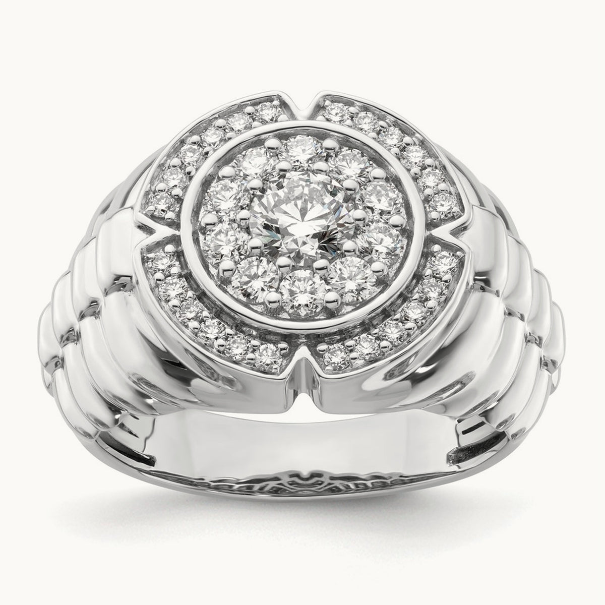 Men's Cluster Ring — 10K White Gold, 10